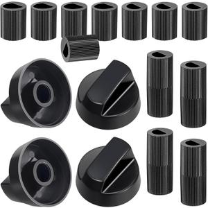 4 Pack Black Control Knobs with Replacement for 12 Adapters, Stove Knobs Replacements, Upgrade Knobs, Wide Application for for Oven Stove Range