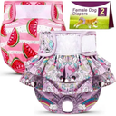 XPCARE Washable Female Dog Diapers, 2 Packs Reusable Doggie Diapers Absorbent Dog Diapers Female Leak-Proof Puppy Diapers Female Dogs for Heat Incontinence and Puppy Training (Medium)