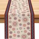 Larponder Patriotic 4th of July Table Runner, Red Blue Fireworks | America Memorial Day Independence Day for Home Kitchen Holiday Party Table Decora (13x72 Inch)