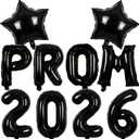 2 x Black Prom Balloons 2026, 16 Inch Prom 2026 Balloons for Proms Decorations 2026 Preschool College Graduation Party Decorations Supplies