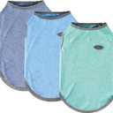 3 Pack Lightweight Sun Protection Dog Shirt Breathable Sleeveless Dog T Shirts Extra Soft Top Tank Dog Clothes for Outdoor Activities (Navy Blue + Light Blue + Sky Blue, Medium)