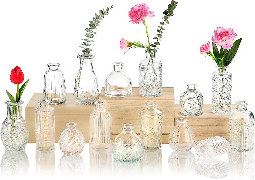 Glass Bud Vase 15 Pcs for Centerpieces Wedding,Home Decor,Bud Vases in Bulk for Flowers,Small Vases for Christmas,Birthday Party,Wedding,Valentine's Day,Mother's Day,Other Events Decorations(Clear) Glass Bud Vase 15 Pcs for Centerpieces Wedding,Home Decor,Bud Vases in Bulk for Flowers,Small Vases for Christmas,Birthday Party,Wedding,Valentine's Day,Mother's Day,Other Events Decorations(Clear)