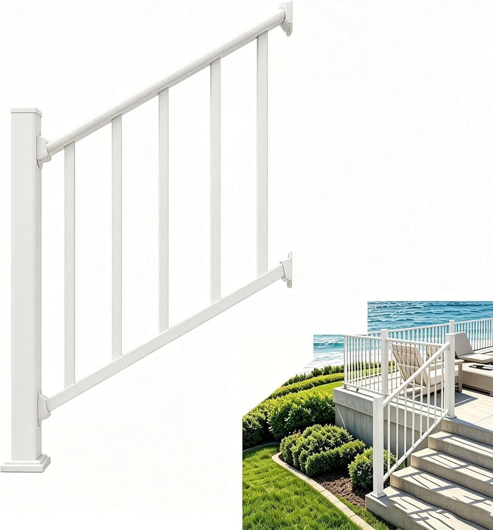 2FT White Deck Railing Kit for Deck, Porch, Patio & Balcony