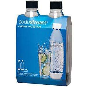 SodaStream Black 1L Slim Carbonating Bottles Twin Pack, Pack of 2