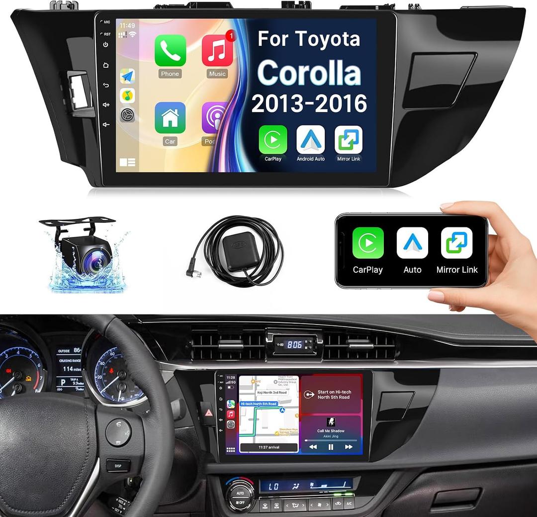 Leadfan Android Radio for Toyota Corolla 2013 2014 2015 2016 Stereo Touch Screen with Apple CarPlay Android Auto,10.1 inch Car Audio Receiver Head Unit Bluetooth WiFi GPS Navigation FM Rear Camera SWC