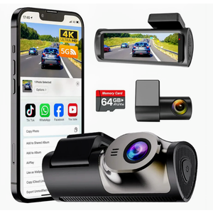DARGYUNCEN Dash Cam Front and Rear,3" IPS Dash Camera for Cars,  Car Camera 4K Front & 1080P Rear, 5GHz WiFi & APP dashcams, G-Sensor, Night Vision,24/7 Parking Monitoring, Loop Recording,free64GB,Wide Angle Car DVR