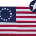 Bradford Betsy Ross Flag 4x6 ft Outdoor Embroidered 13 Star American Flags Heavy Duty, Double Sided Colonial Flag 13 Stars for 4th of July Memorial Day Use Long Lasting