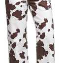 luvamia Wide Leg Jeans Woman Trendy High Waisted Leopard Cheetah Print Ankle Length Stretchy Denim Pants with Pockets (White, Large)