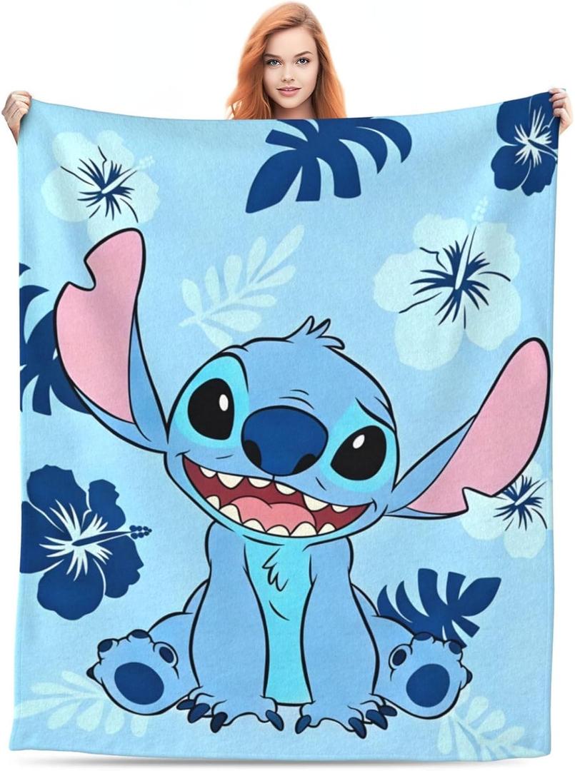 Cute Throw Blanket, Cartoon Printing Blanket, 50x 60 Inches Soft Cozy Flannel Fleece Blanket for Bed Couch Sofa Travel