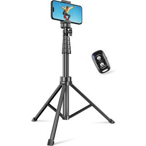 SENSYNE 62" Phone Tripod & Selfie Stick, Extendable Cell Phone Tripod Stand with Wireless Remote and Phone Holder, Compatible with iPhone Android Phone, Camera (Black)