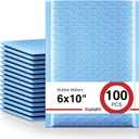 Fuxury 100Pcs Bubble Mailers 6x10" Light Blue Bubble Mailer Thick Shipping Padded Envelopes Usable Size 6x9" Padded Mailers Shipping Bags for Mailing, Packaging, Small Business, Boutique, Bulk #0