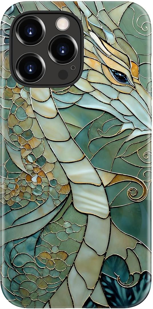 for iPhone 13 Pro Max Case - Wireless Charging Compatible - Dual-Layer Hard Shell + Silicone Cover - Shockproof Protective Phone Case with Stylish Designs for Women - an Abstract Dragon