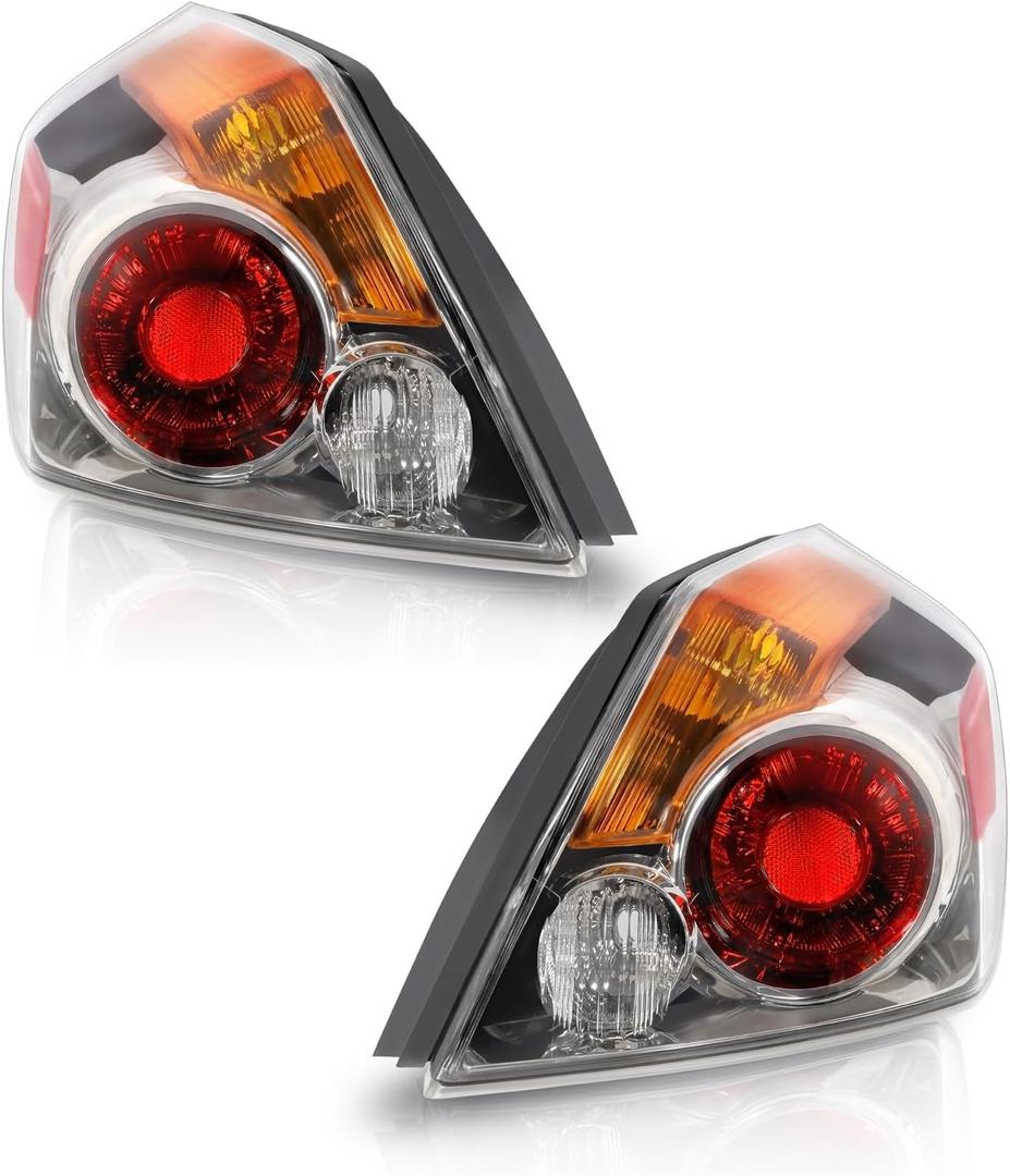 Tail Light Assembly Fit For 2007-2012 Nissan Altima 4-Door Sedan 2007 2008 2009 2010 2011 2012 Nissan Altima Driver And Passenger Side (Set, chrome trim)