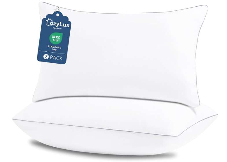 CozyLux Pillows Queen Size Set of 2, Hotel Quality Bed Pillows for Sleeping 2 Pack, Cooling Pillows for Side Back and Stomach Sleepers, Down Alternative Luxury Soft Supportive Fluffy Pillows (18x28)