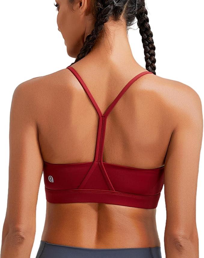 RUNNING GIRL Sports Bras for Women,Y-Back Medium Support Workout Sports Bra Padded Racerback Supportive Bras Push up(WX3048 Red XL)