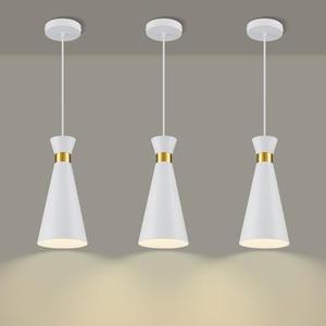 2026 New Mid Century Modern Pendant Lights Kitchen Island 3 Pack, 5.9"D x 13"H Cone Shape, Brass Gold & White Pendant Light Fixtures, Island Lights Kitchen Pendant Lighting over Sink Dining Room