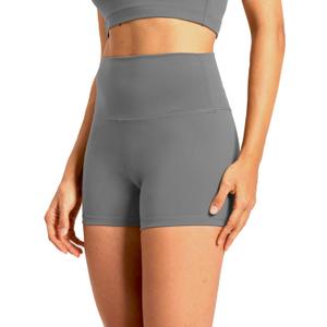 Women's 4"/ 6" Gym Biker Shorts, Spandex Athletic Workout High Waisted Yoga Shorts (Gray, L)