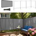 Windscreen4less Outdoor Privacy Fence Screen, 5'x24' Freestanding Privacy Fencing Set with Iron Poles and Ground Spikes, UV Resistant Mesh Cover Garden Pet Fencing for Backyard Patio Pool, Light Gray