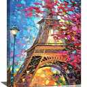 Paris Eiffel Tower Wall Art Paris Pictures Wall Decor Paris Eiffel Tower Canvas Painting Print Artwork Modern Home Decorations Framed for Living room Bedroom Office 16"X20"