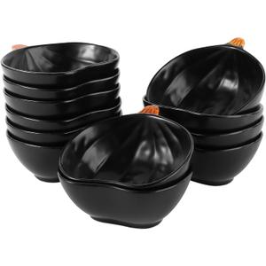 Kolewo4ever 12 Pieces Thanksgiving Bowls Pumpkin Bowl 6 Ounces Ramekins Small Pumpkin Shaped Bowls Dinnerware Decoration for Fall Thanksgiving Serving Dip, Sauce, Condiments,Snack (Black)