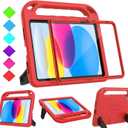 BMOUO Kids Case for iPad 11th Generation (A16) 11 Inch 2025/iPad 10th Generation 10.9" 2022 - with Built-in Screen Protector, Shockproof Handle Stand iPad 11th/10th Generation Case for Kids, Red
