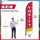 CroBlissful Thrift Store Feather Flag 15 ft Advertising Thrift Store Signs with Pole Kit and Ground Stake for Outside Business and Portable Bag for Business Outside Event