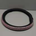 PINCTROT D Shaped Bling Comfy Steering Wheel Cover with Jumbo Crystal Rhinestones, Anti-Slip Diamond Leather, Flat Bottom 14.5-15 Inch (Pink)