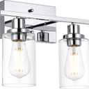 MELUCEE Sconces Wall Lighting Chrome 2-Light, Modern Bathroom Lights Over Mirror Contemporary Vanity Lighting Fixture with Clear Glass Shade (Patent No.: US D963914 S)