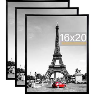 kennethan Picture Frame, Wall Gallery Poster Frames, Horizontal or Vertical Wall Mounting (Black, 16x20-3 Pack)