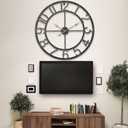 36 Inch Extra Oversized Large Giant Modern Decorative Wall Clock,Vintage Industrial Farmhouse Black Metal Big Arabic Numerals Large Clocks for Living Room Decor,Entrance Fireplace,Dining Room