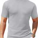 Vssjavun Men's Mock Neck Shirt Short Sleeve Turtleneck T-Shirt Slim Fit Pullover Casual Basic Tee (Gray, L)