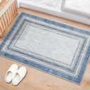 Beeiva Border Blue Rugs for Entryway, Kitchen Rugs Non Slip Washable 2x3 Throw Mat with Rubber Backing, Modern Printed Small Accent Carpet for Bedroom Indoor Bathroom