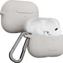 MAGEASY Skin AirPods Pro 2 Case with Carabiner Clip Included, Shockproof Silicone Case for AirPod Pro Case Cover for 1st & 2nd Generation, Stain-Resistant, Wireless Charging (Starlight White)