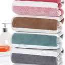 SOFTBATFY Microfiber Towels - Absorbent Hand and Spa Towels for Hair, Sports, and Travel (Stripe-Cabana)