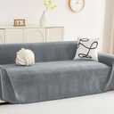 hyha Couch Cover for Dogs, Boho Sofa Covers for 3 Cushion Couch Washable, Chenille Sofa Slipcover for Pets, Soft Loveseat Sectional Couch Throw Blankets with Tassels (Grey, 71x118 Inch)