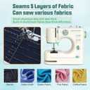 Portable Sewing Machine for Beginners, 16 Built-in Stitches and Reverse Sewing, adjustable sewing speed, small sewing machine with two needle types, foot pedal(with Extension Table)