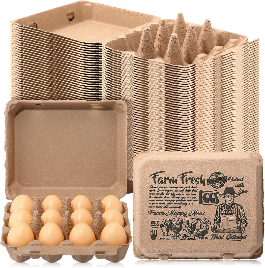 Honeydak 30 Pcs Egg Cartons Bulk 12 Count 3x4 Style Pulp Paper Egg Tray Dozen Reusable Container Holder Storage Box for Supermarkets Fresh Kitchen Vegetable Family Farm Markets (13.98x7.87x2.76 in)