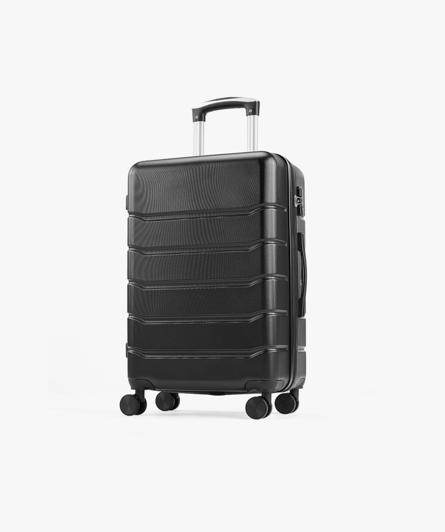 OLIXIS 20 Inch Carry-On Luggage, Hardside Suitcase with Spinner Wheels, Lightweight ABS Hard Shell Travel Luggage, TSA Approved Lock, Expandable Small Suitcase for Business & Travel–Black