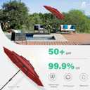 JEAREY 9FT 3 Tier Patio Umbrella Outdoor Market Umbrella Table Umbrellas with 8 Ribs 1.5 Pole Push Button Tilt and Crank UV Protection for Garden,Red