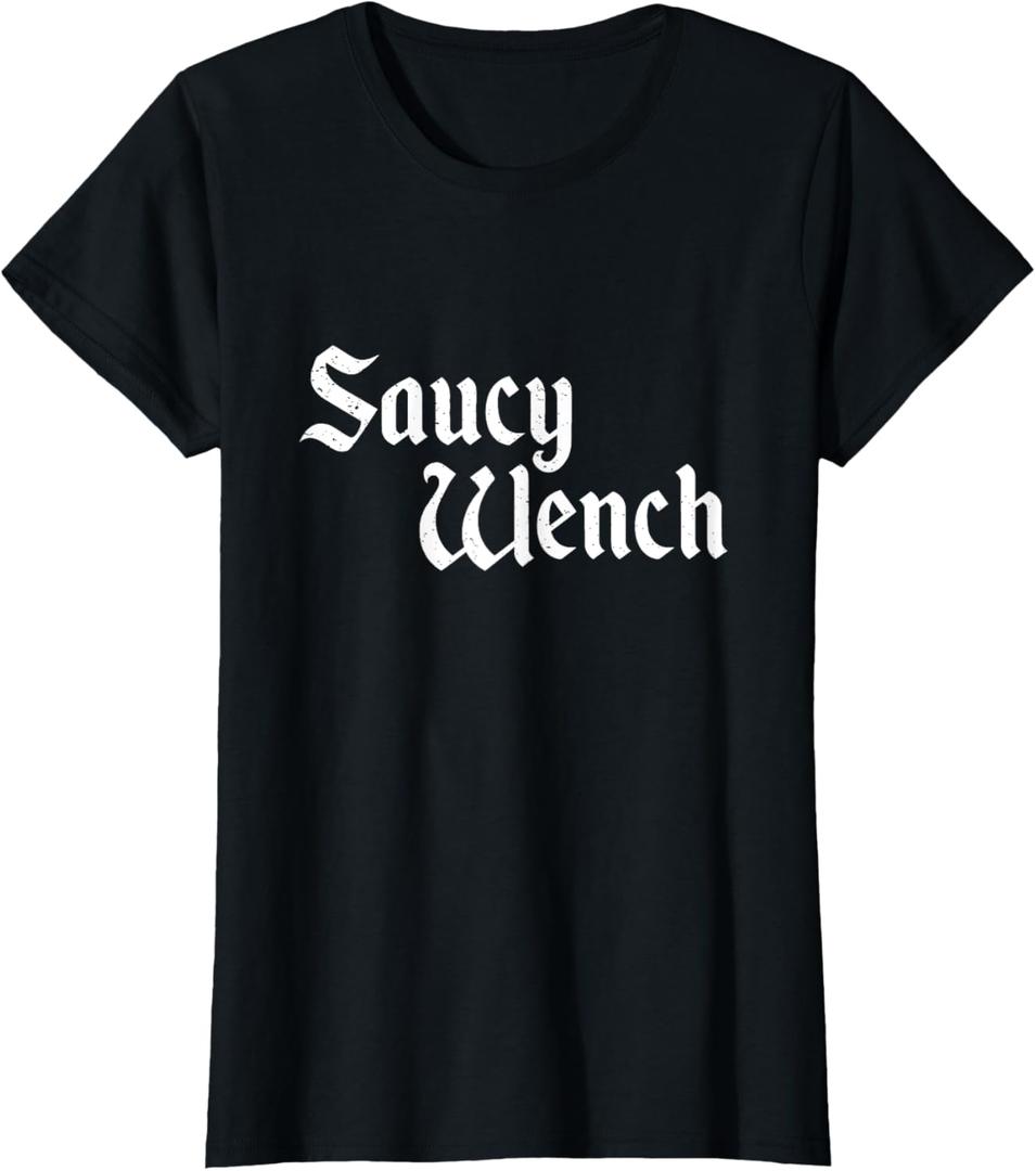 Funny Renaissance Fair Saucy Wench Medieval Womens T-Shirt (X-Small, Black)