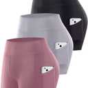 3 Pack Biker Shorts with Pockets Women,5/8" Soft High Waist Tummy Control Yoga Workout Athletic Running (XXL)