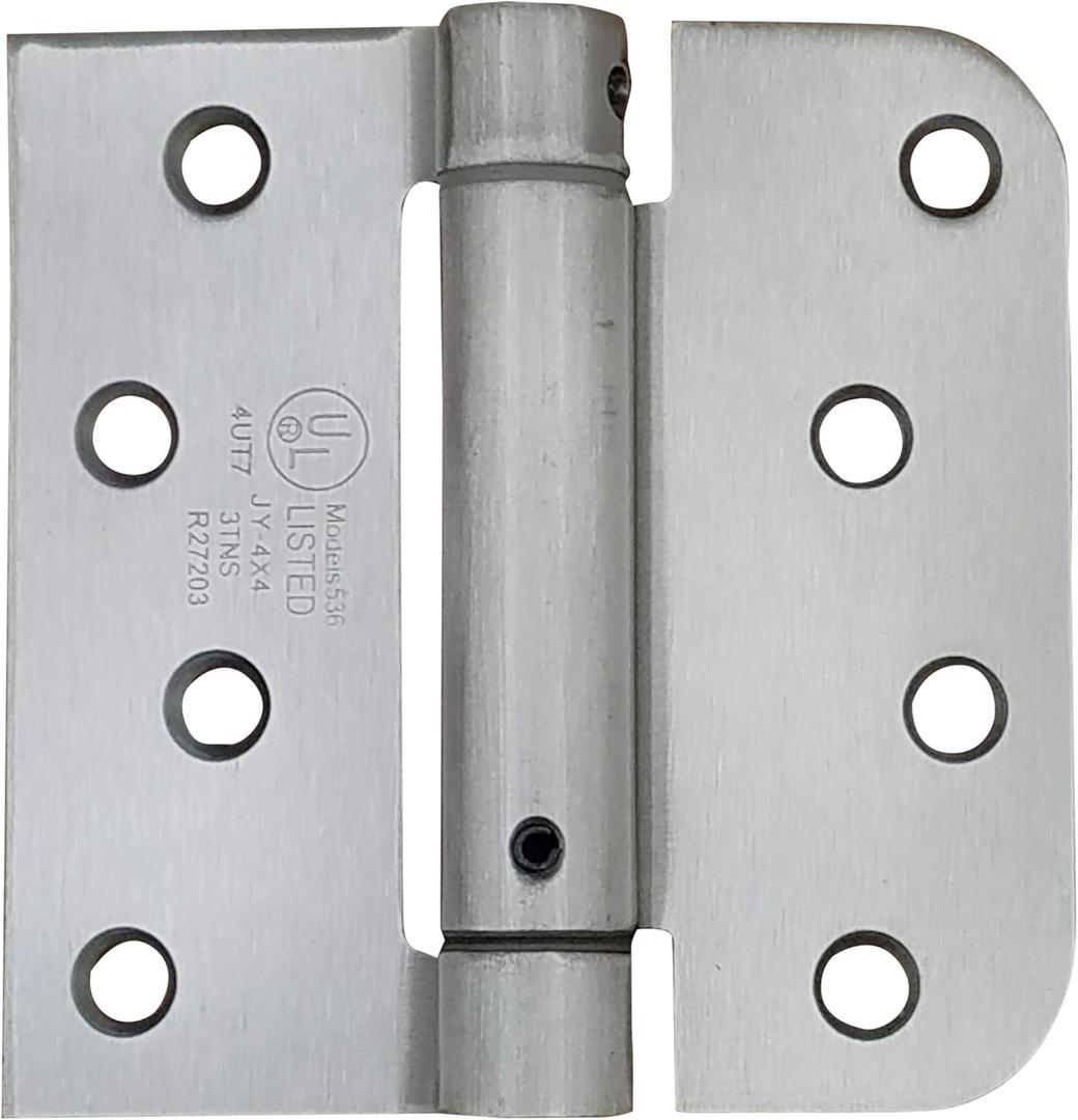 Hinge Outlet Spring Self-Closing Hinges, 4 Inch Square with 5/8 Inch Satin Nickel, 2 Pack, Adjustable Door Closing