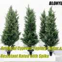 47" Artificial Cypress Topiary Cedar Topiaries for Indoors & Outdoor UV-Resistant Rated with Spike. Easy to Push in The Ground 4FT Home Garden Decor Set of 2