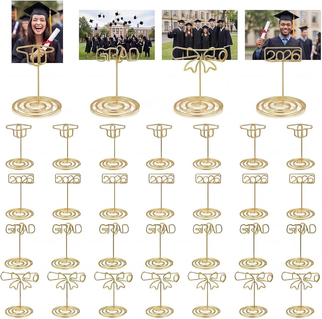 36 Pcs Graduation Cap Photo Holders Picture Holder for Tables Card Holder Stand Photo Holders for Tables Centerpieces 2026 Graduation Party(4 Styles)