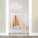 24-29 Inch Narrow Baby Gate, Pressure Mounted No Drilling Dog Gate for Stairs & Doorways, White Metal Safety Gate Indoor for Kids and Pets