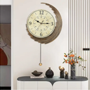Decorative Wall Clocks with Pendulum,Silent Quality Quartz Movement Battery Operated,Vintage Wall Clock for Living Room,Kitchen,Home,Bathroom,Bedroom Wall Decor, 13x22inch,Retro Golden