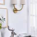 Yosoan Linen Wall Sconce Indoor Night Light Fixture, 2-Light Dual Vintage Industrial Hardwired Sconces Wall Lighting with Textile Fabric Shade Lamp for Bedroom Living Room Corridor Study(Antique)