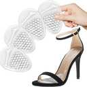 Metatarsal Pads Women, Ball of Foot Cushions for Women, Honeycomb Pattern for Anti-Slip & Shock Absorption, Invisible Design, 8 Colors and Velvet Surface Options, Black Heels, Kitten Heels (2 Pairs) (Clear)