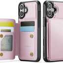 Vinich for iPhone 16 Plus 6.7" Wallet Case with Card Holder, RFID Blocking Credit Slots Kickstand Shockproof Phone Cover for Women Men, Rose Gold