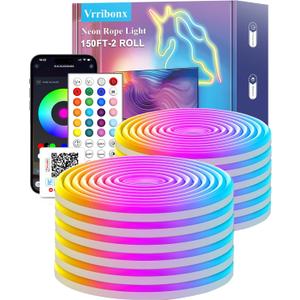 140Ft Neon Rope Lights,Flexible Led Rope Lights Control with App/Remote,Multiple Modes Rope Lights,IP65 Outdoor RGB Led Neon Lights Waterproof,Music Sync Gaming Led Strip Light for Bedroom Dcor